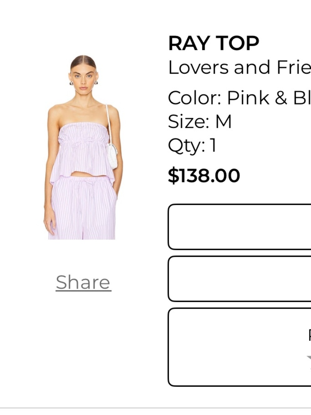 Lovers + Friends Pink and Blue Stripe Strapless Top